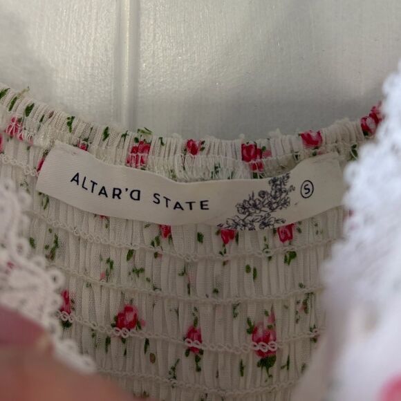 Altar'd State White and Pink Floral Dress Women's Size Small - Picture 5 of 12